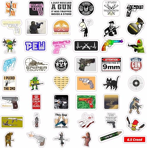 Miniatura 4 de BulbaCraft 100 unidades de divertidas pegatinas de armas, calcomanías de armas de fuego, calcomanías de armas y municiones, calcomanías tácticas