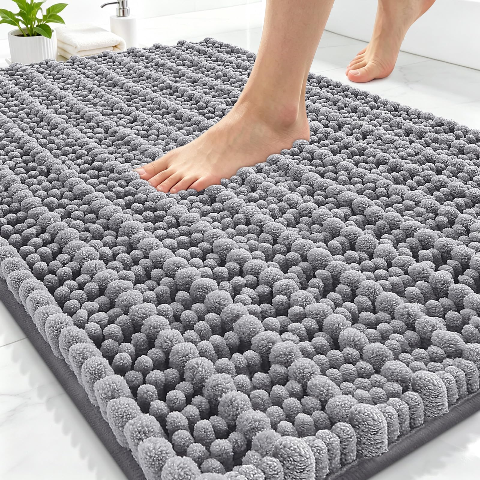 Smiry Bathroom Rugs 30X20, Extra Soft Rubber Backing Chenille Bath Mats