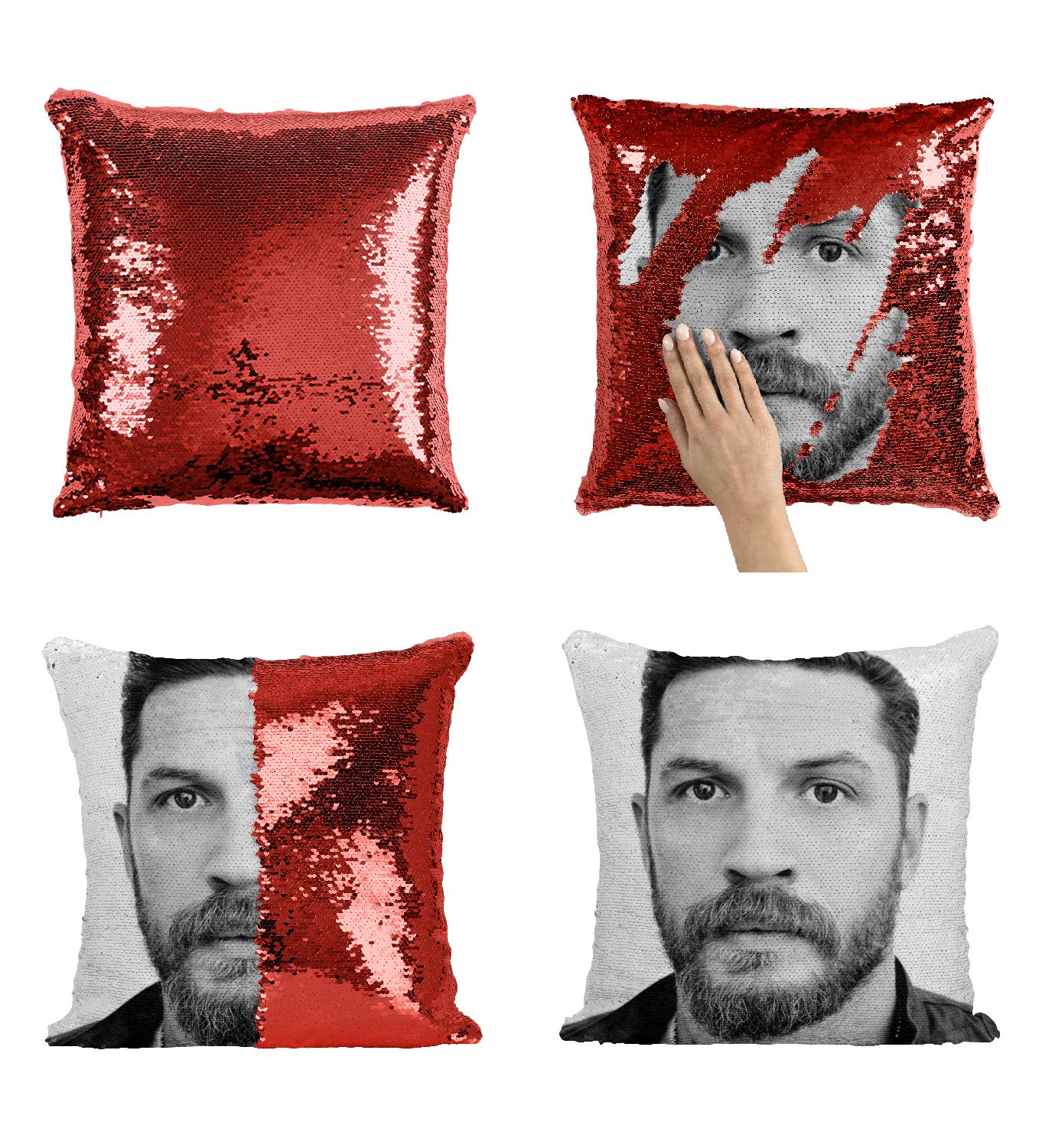 Tom Hardy Sexy Sequin Pillowcase, Mermaid Pillow, Reversible Pillow, Pillowcase Funny Pillow, Xmas, Birthday, Gift, Present, Celebrity Animation Fanart (Pillow Cover)