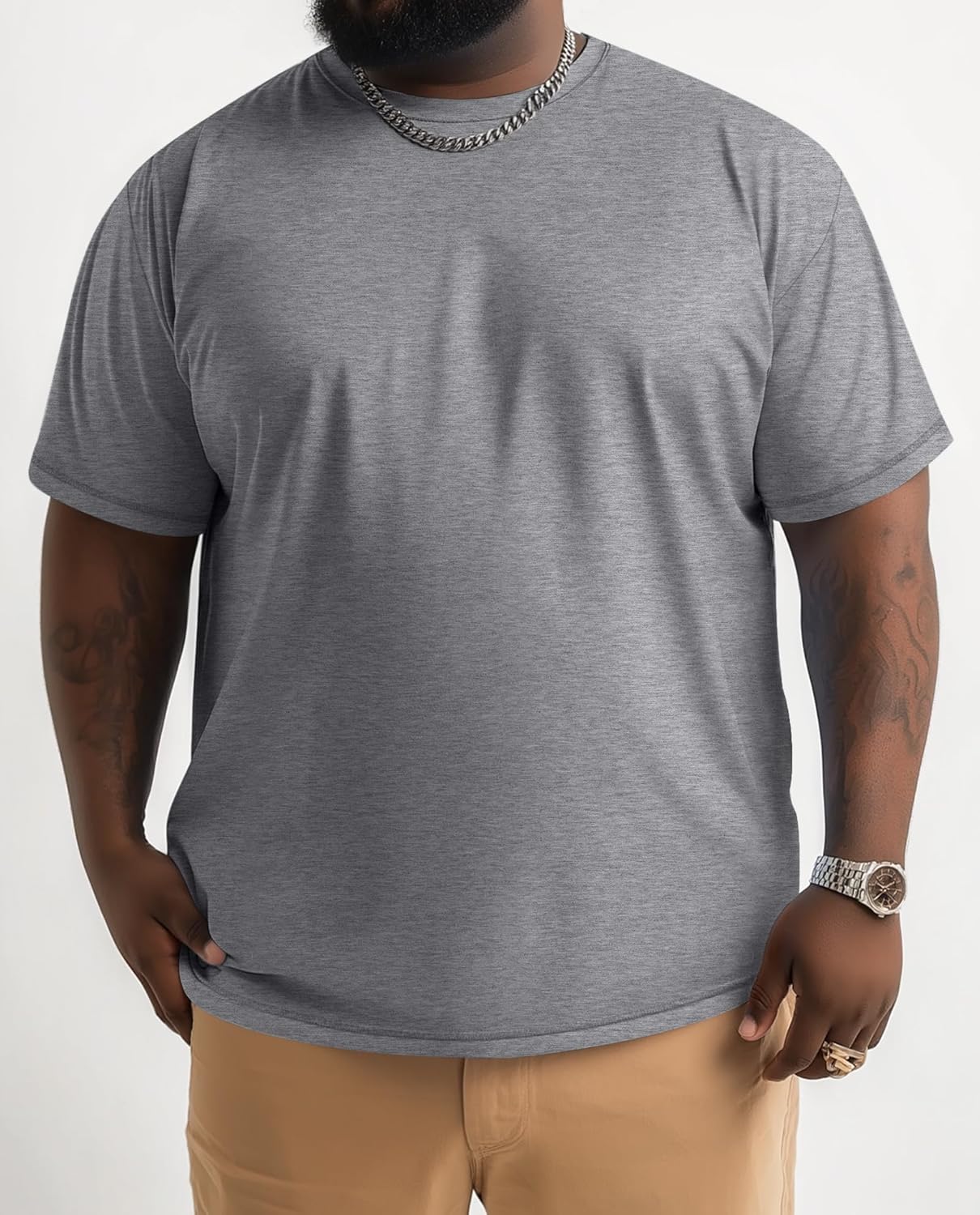 3 Pack Men's Big and Tall T-Shirts, Crew Neck Cotton Short Sleeve Tees Summer Side Slits Shirts Casual Basic Tops - Image 4