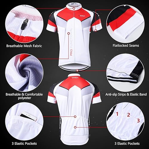 Miniatura 3 de Lixada Camiseta de ciclismo para hombre de manga corta con pantalones cortos acolchados de secado rápido para verano, ropa corta para bicicleta,