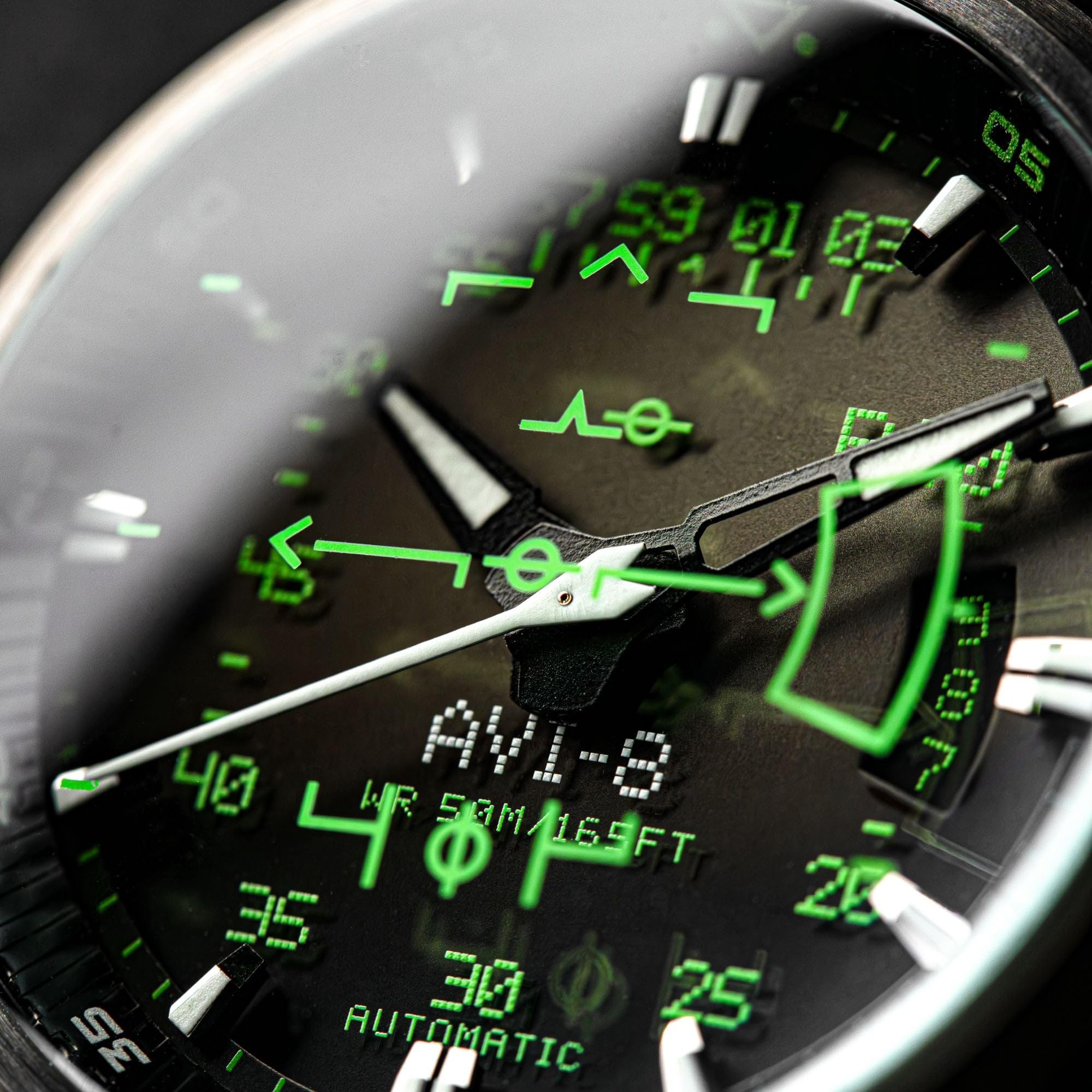 AVI-8 Hawker Harrier HUD Automatikuhr für Herren, 44 mm, mit Gummi-/Lederband, AV-4117