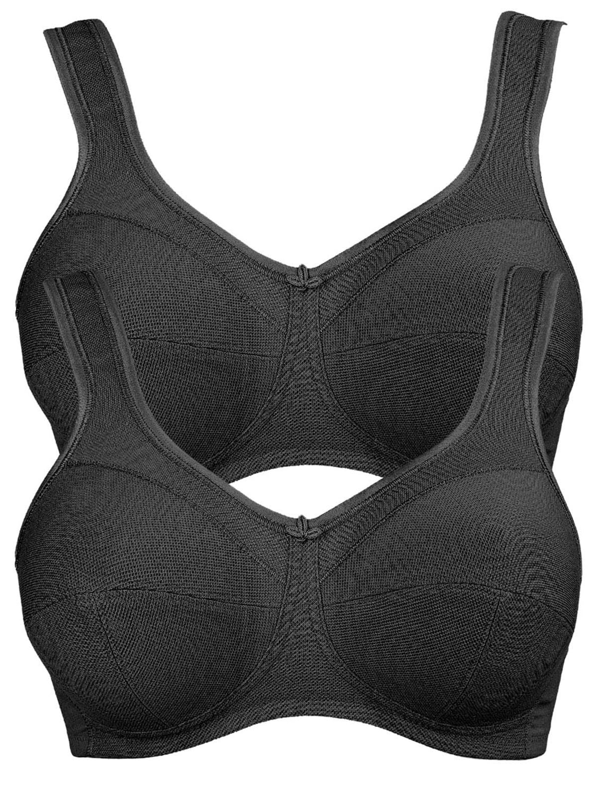 Anita Women's Black/Black Non-Wired Cotton Rich Bra 5427 (Pack Of 2) 42 H