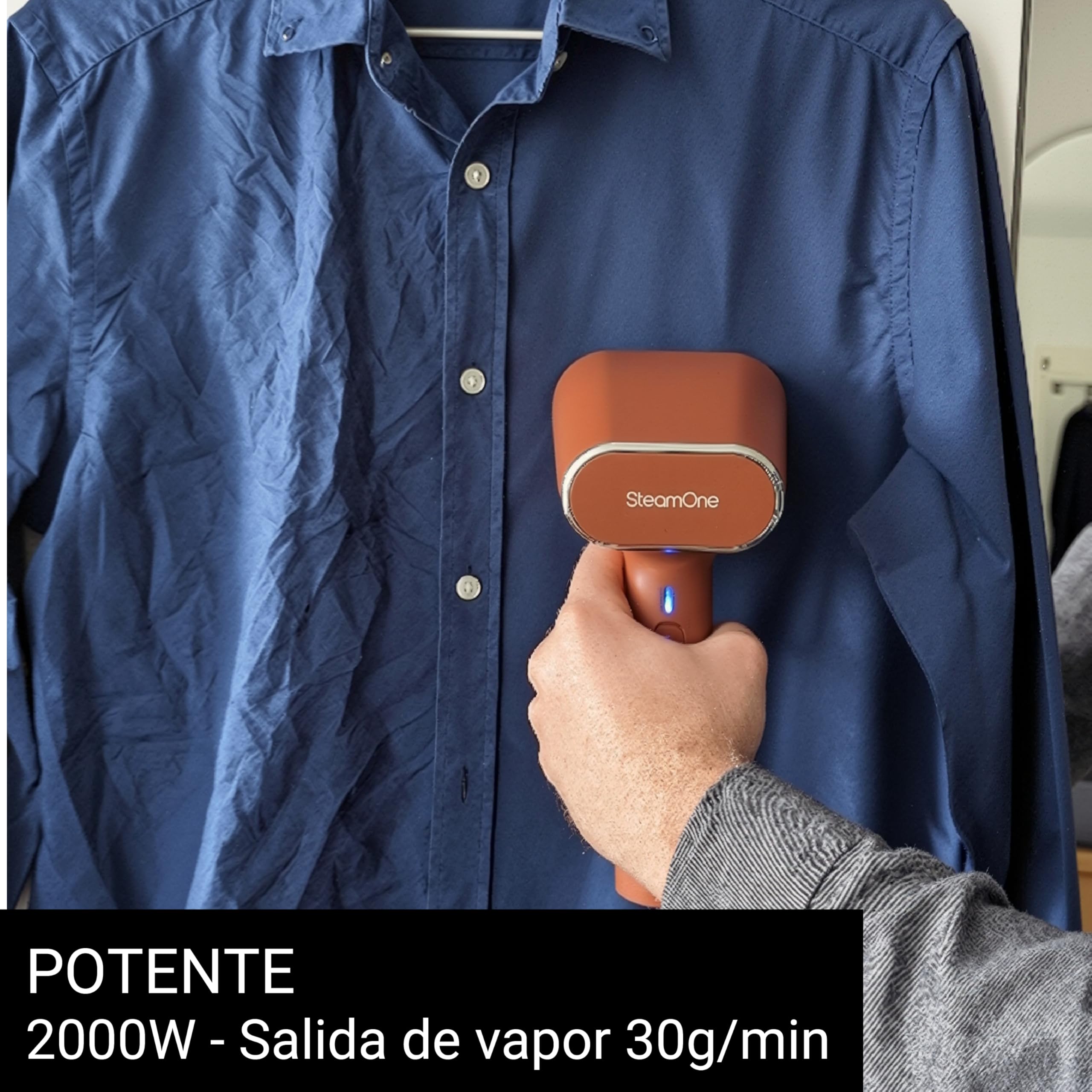 SteamOne Karl XL Vaporizador Portátil Steamer Rust 2000W - 400ml | Vaporizador Portátil Karl XL, 2000W, Depósito 400ml, 2 Modos, Listo en 30s, Gancho con Ventosa Incluido, RUST400