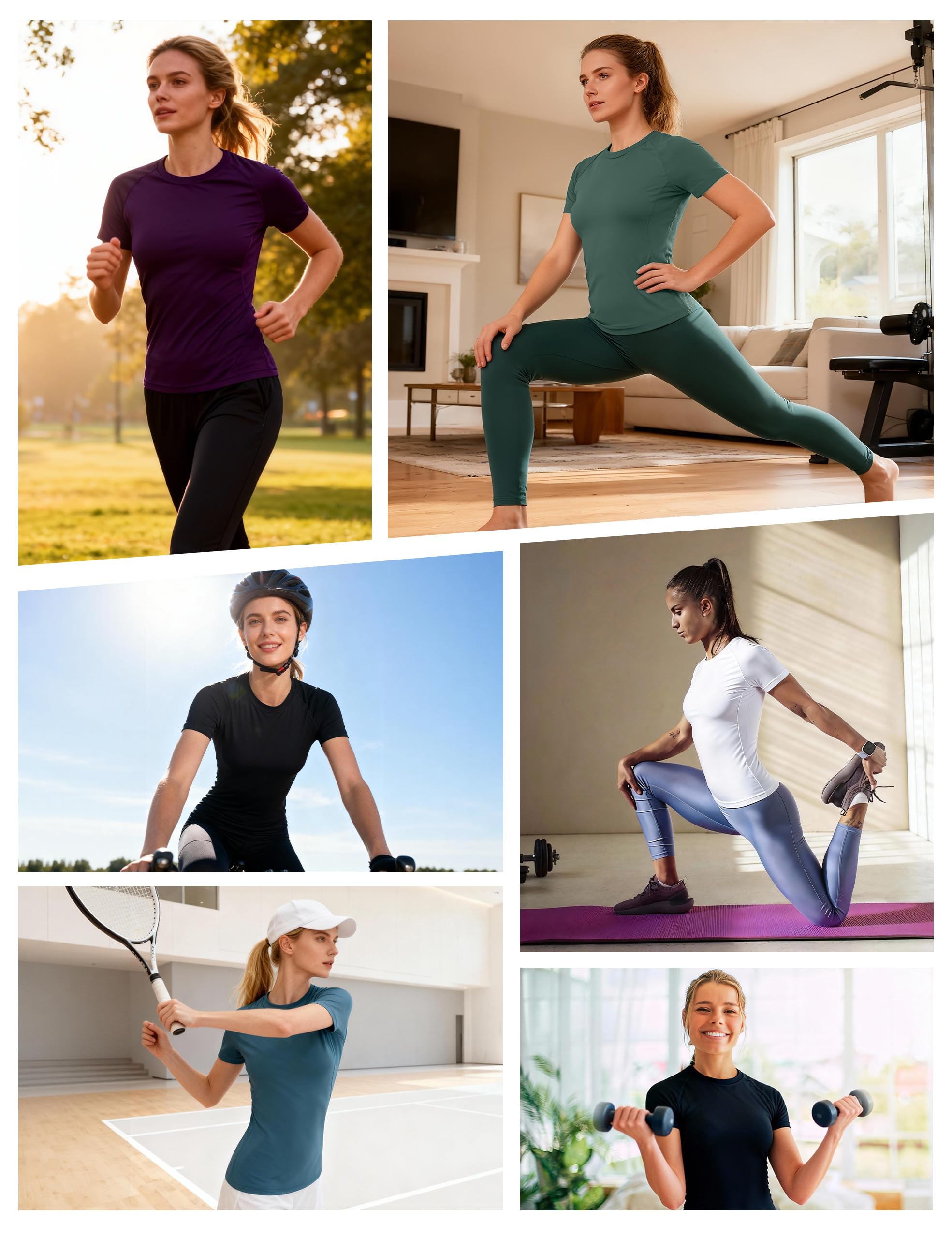 Roadbox Damen Sportoberteil Eng Kurzarm, Schnelltrocknend Laufshirt & Gym Shirt, Leichtes Base Layer Funktionsshirt für Training, Joggen, Pilates & Outdoor