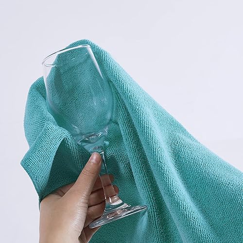 Miniatura 3 de CHEER MIC Paños de limpieza de microfibra para cocina y coches reutilizables y lavables paquete de 24 azulblancogris 16 pulgadas de largo x 12