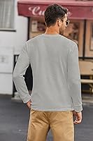 Vista 4 de COOFANDY Camisas Henley de manga larga para hombre con bolsillo