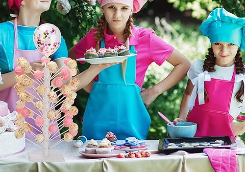 Miniatura 8 de Nangor - Soporte de madera para tartas, 60 agujeros, soporte de madera para paletas de dulces, soporte decorativo para postres para bodas,