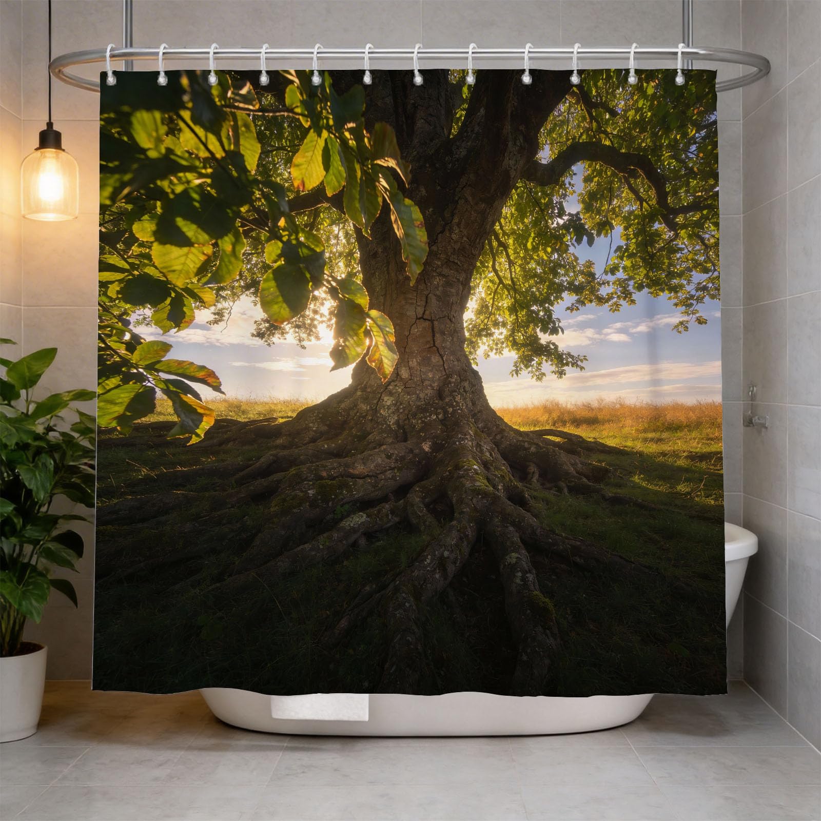Hongduo 3D Tree Shower Curtain for Stalls Bathtubs Mystical Bathroom Decor Shower Curtain Set Polyester Fabric Waterproof 180x180cm/71X71 Inch with Hooks