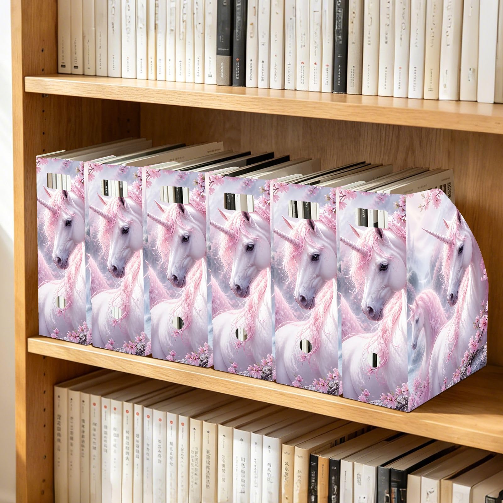 Organiseur de bureau à motif de licorne et floral avec classement vertical