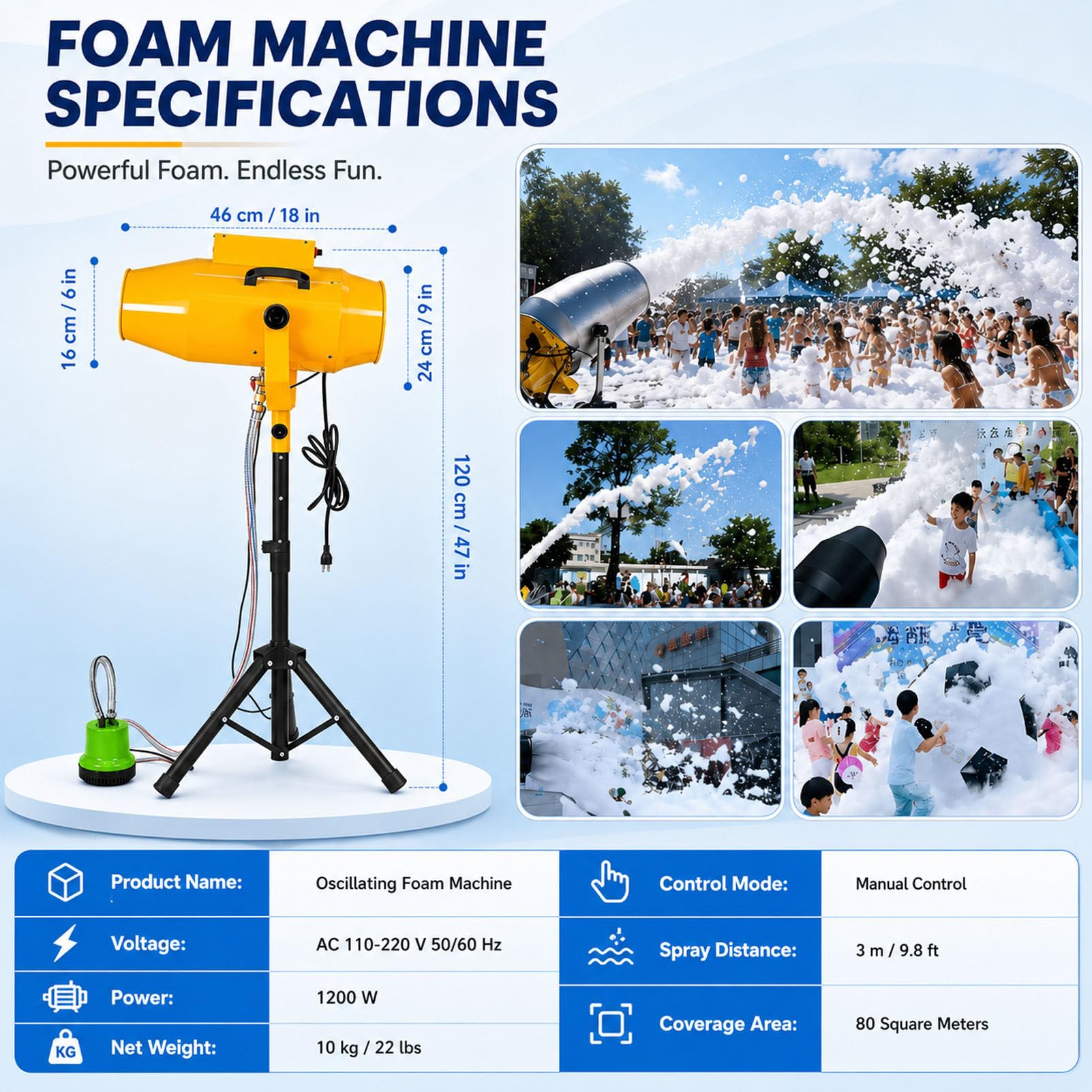 Macchina per Schiuma da 1000 W con Effetto Getto Yellow-220V