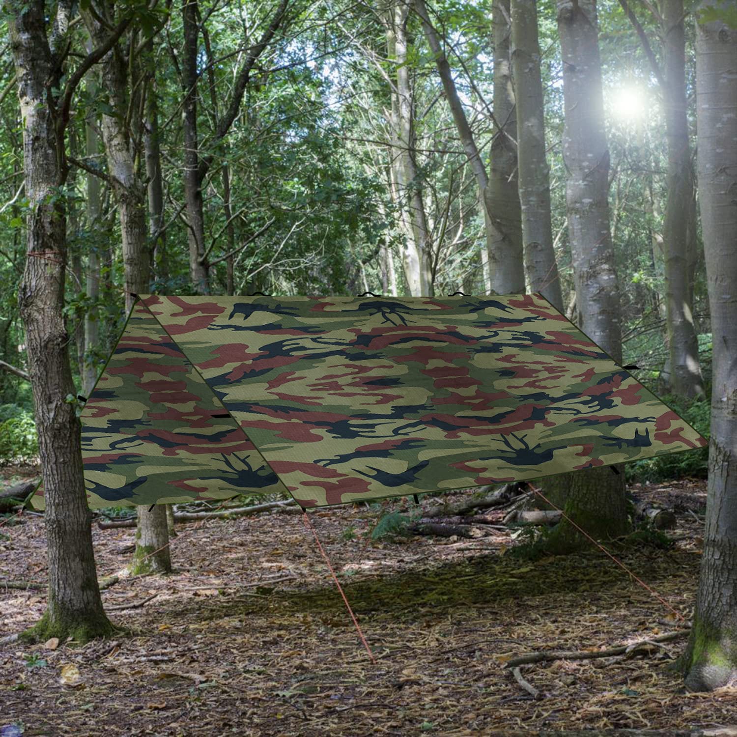 Tarp 3 x 3 wodoszczelna wielofunkcyjna plandeka namiotowa, ultralekka plandeka z oczkami, żagiel przeciwsłoneczny do hamaka, wędrówek, pikników, aktywności na świeżym powietrzu