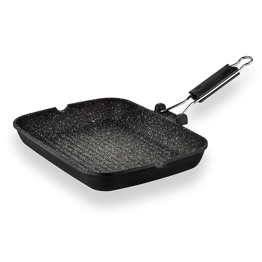 Barazzoni Le Cotture Speciali Bistecchiera cm 35x25, Alluminio Pressofuso con Rivestimento Marmotech a 5 Strati. Made in Italy, Nero Puntinato, cm 35x26