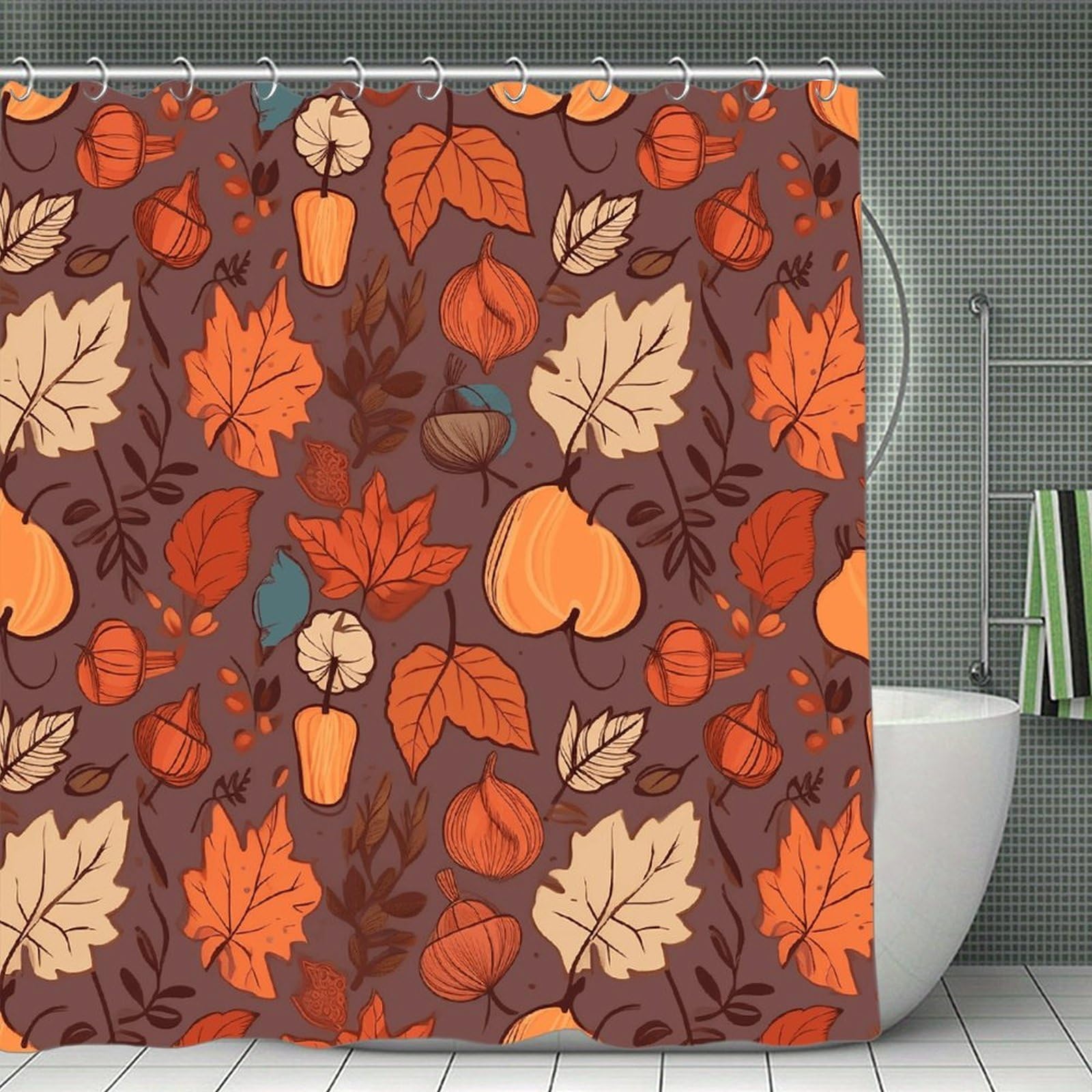 VstaDank Fall Bath Curtain Elegant Heavy Duty Shower Curtains 70x70 in Rustic Farmhouse Cloth Shower Curtains Neutral Modern Bath Curtain for Bathroom