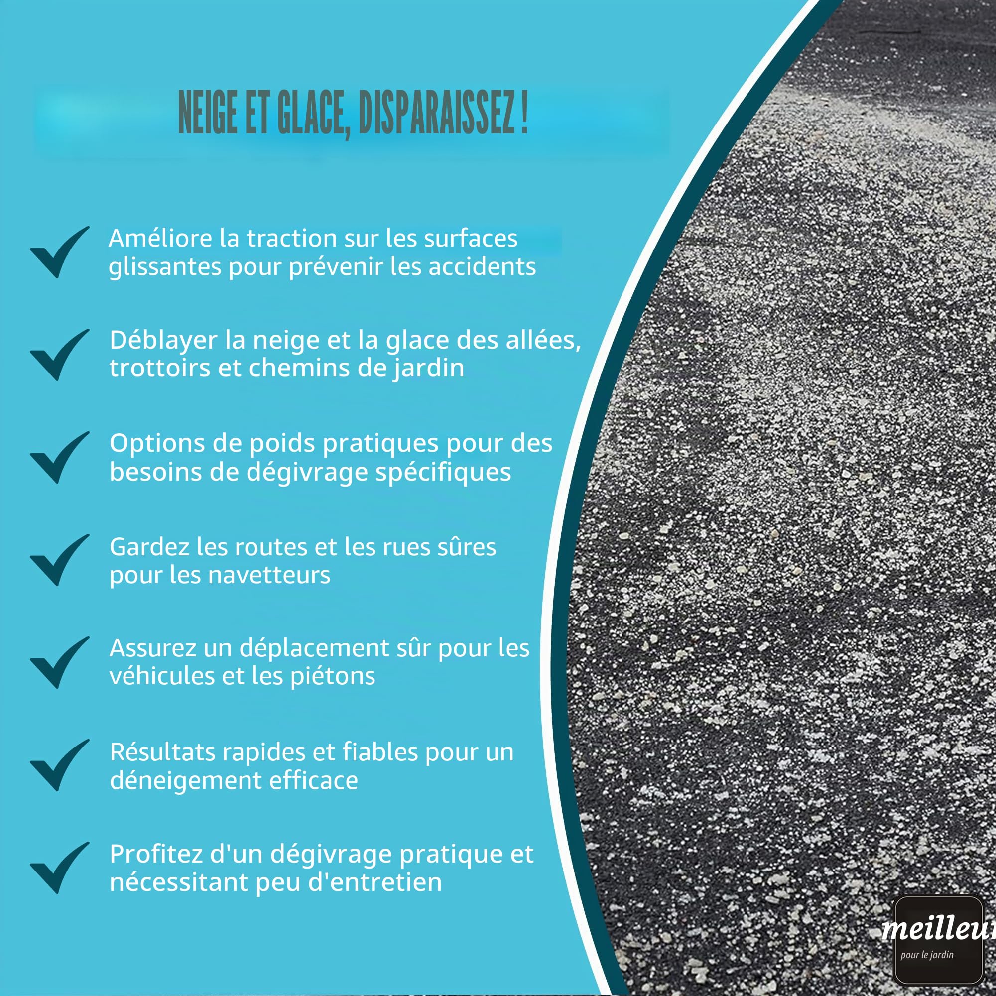 Sel de voirie 25 kg | sel de déneigement élégant et unique | sel pour verglas | sel pour neige et glace | sac de 25 kg efficace | rapide et attractif pour un hiver sûr