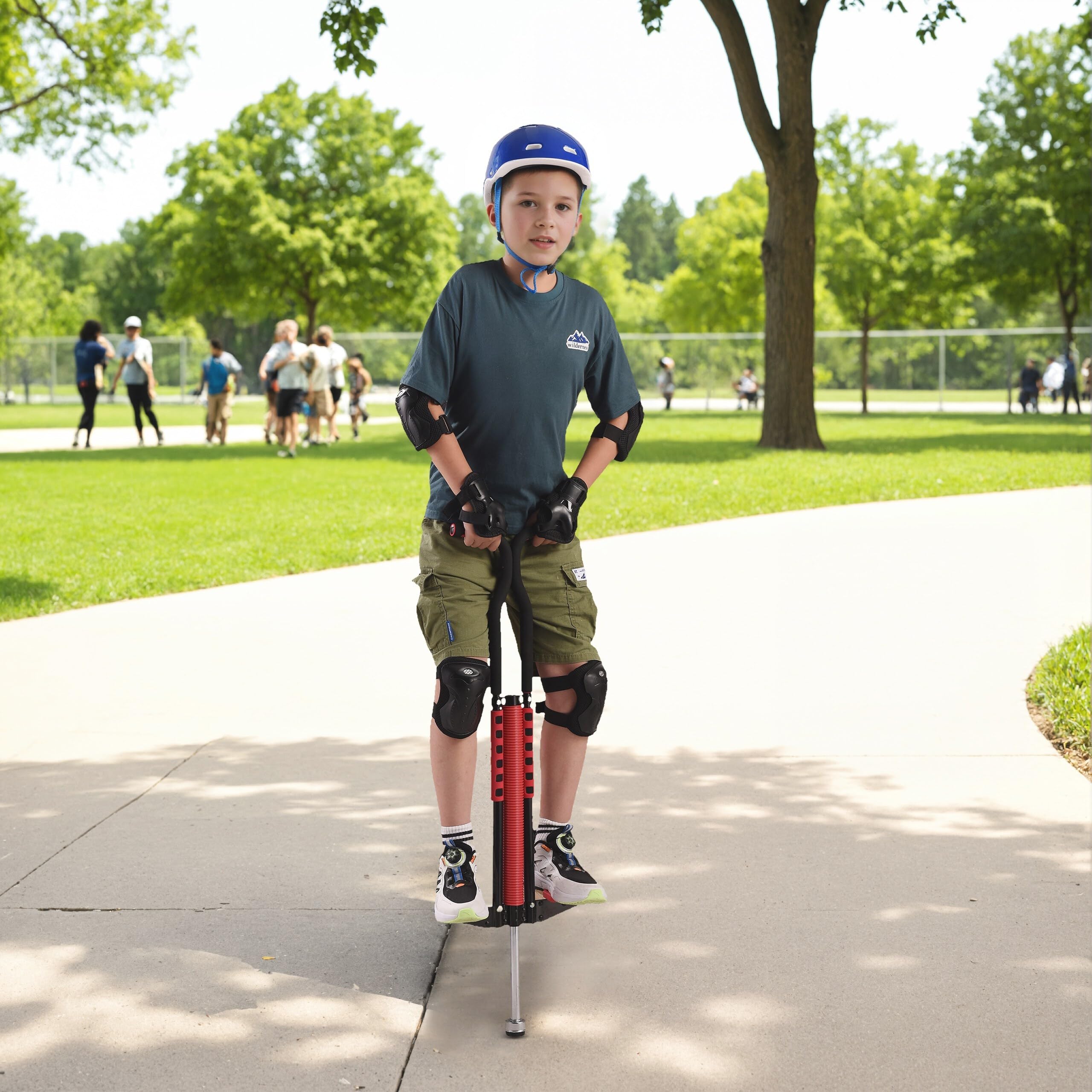 Relaxdays Pogo Stick für Kinder Springstock bis 60 kg Edelstahl rot