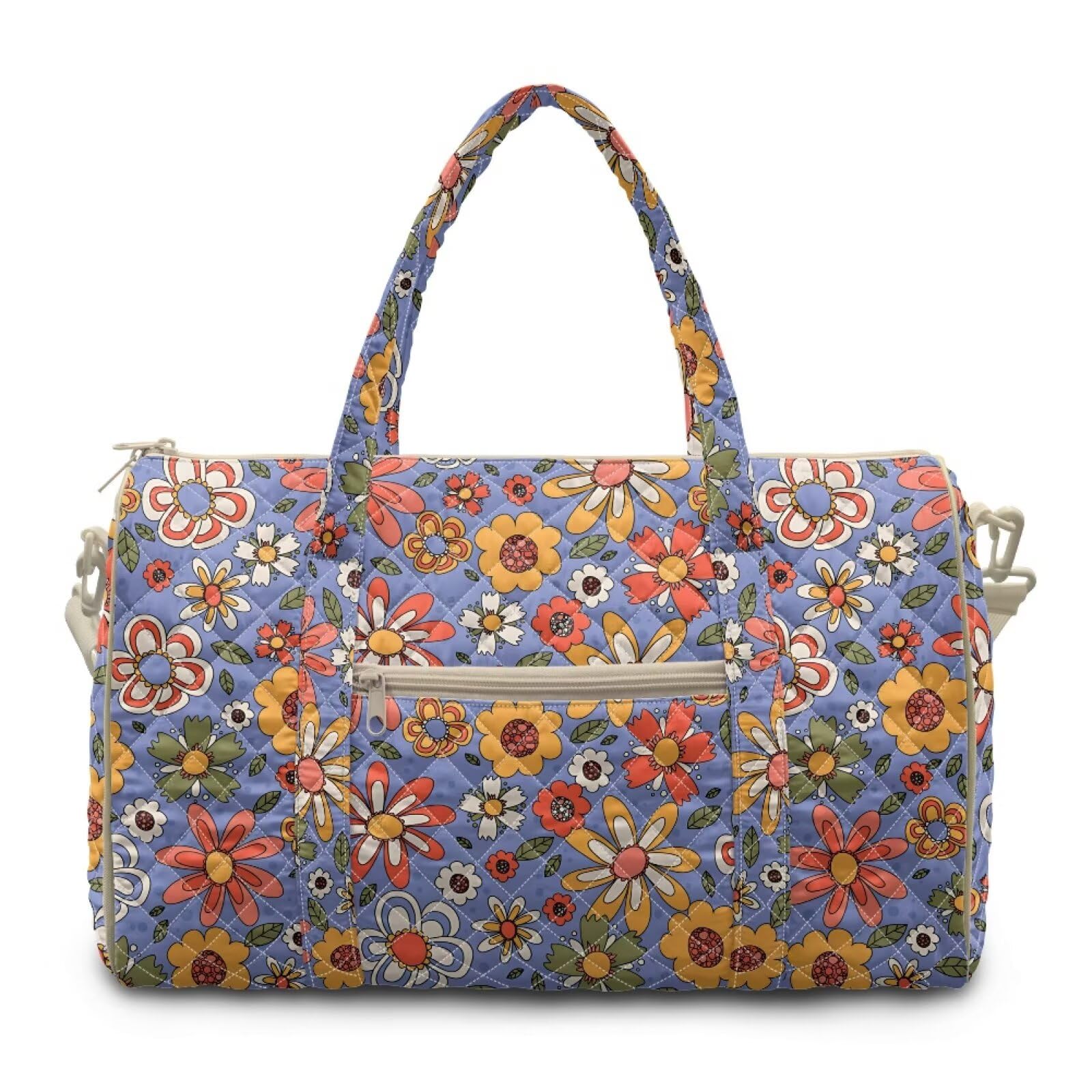 Colorful Floral Lightweight Carry-On Suitcase 2026 Large Weekender Quilted Travel Bags for Overnight Business Trips, Sport and Hospital