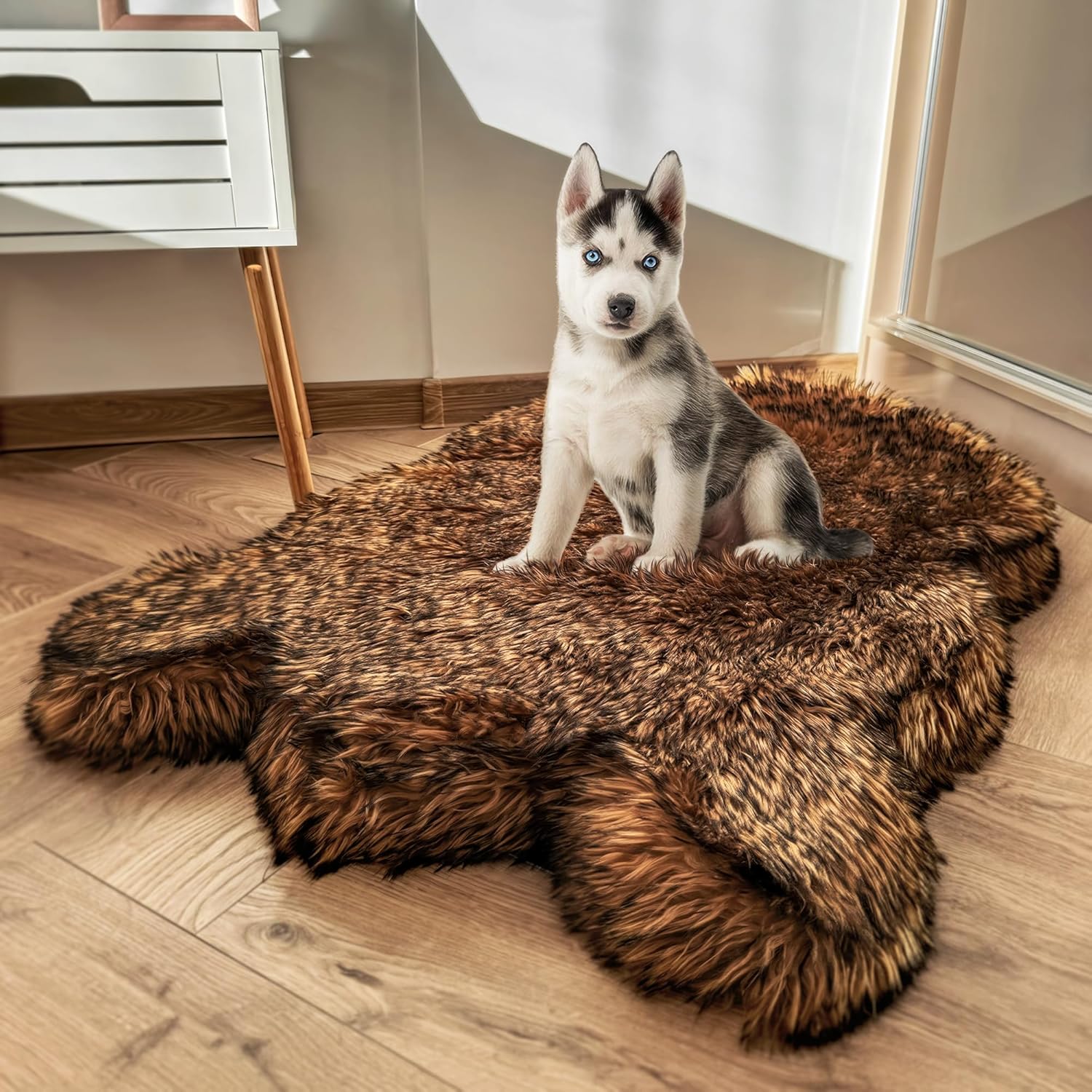 Luxury Faux Fur Orthopedic Dog Bed, Memory Foam Dog Bed? for? Small, Medium, Large and XL Pets, Fluffy Pet Rug with Waterproof ?and ?Washable Cover, Brown, Medium (40x25”) 40.0"L x 25.0"W x 2.5"Th Brown