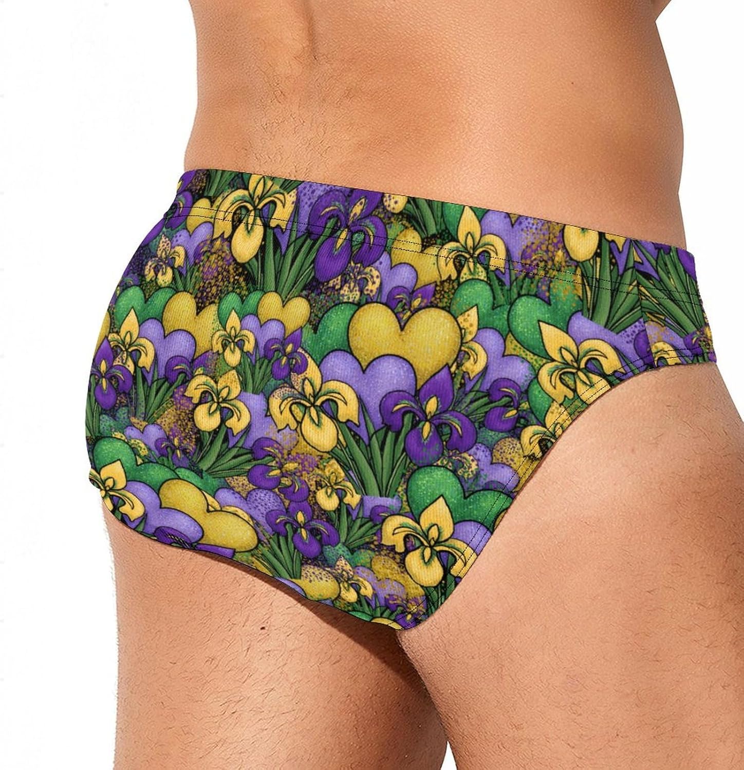 Mardi and Gras(1) Men's Swimsuit Brief Sexy Bikini Briefs Retro Printed Swimwear Quick Dry Swimming Trunks 3X-Large