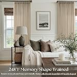 Pinch Pleated Linen Curtains 90 Inches Long for Living Dining Room Bedroom 2 Panel Set Cream Beige Pinch Pleat Curtain 90 Inch Neutral Boho Floor to Ceiling Curtains Semi Sheer Linen Drapes 40 Wx90 L