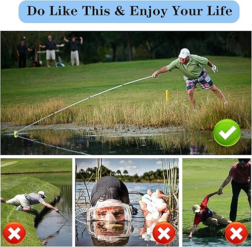 Miniatura 7 de Recuperador de pelotas de golf para agua telescópica, recogedor portátil de pelotas de golf de acero inoxidable con pala de bloqueo automático,
