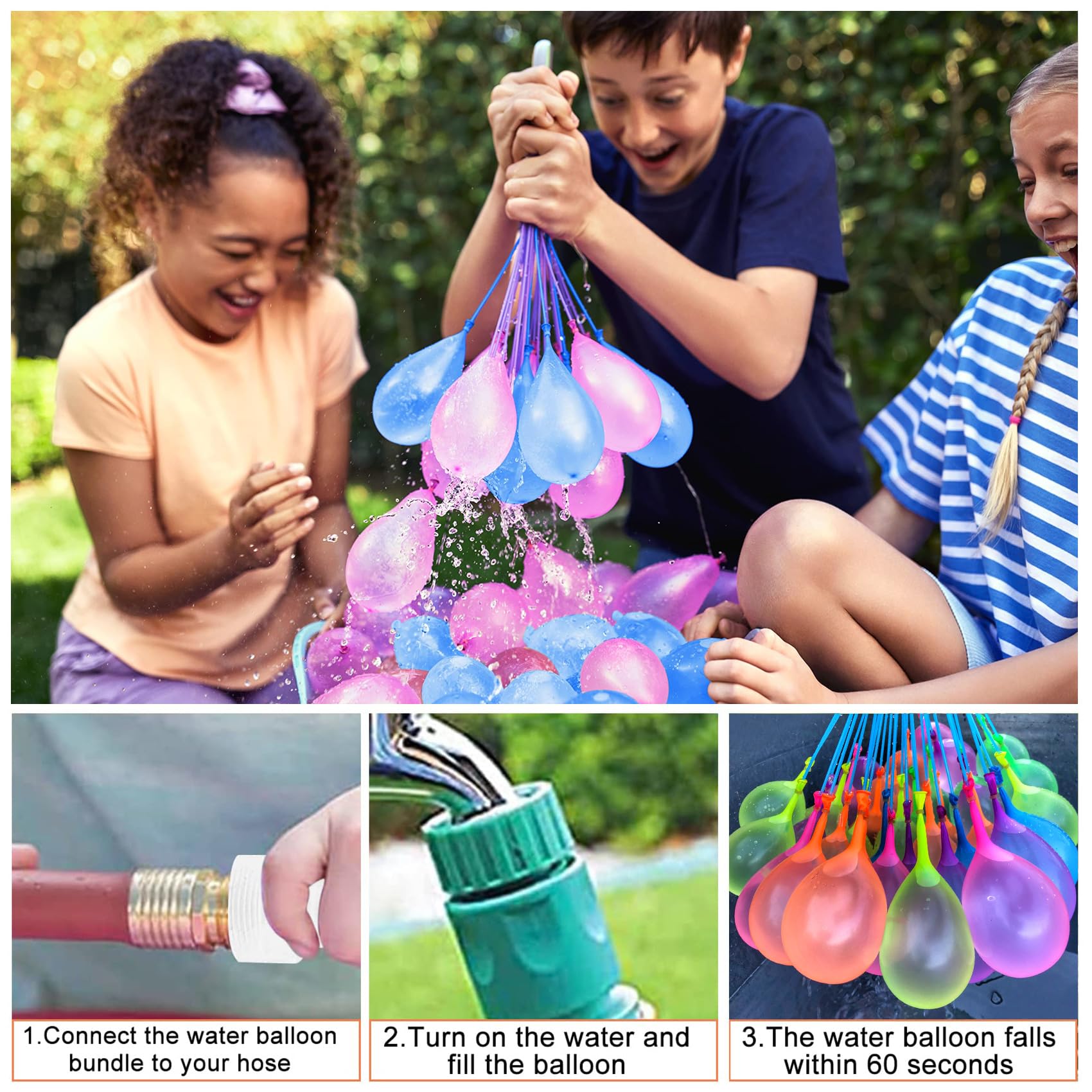 Globos De Agua Autosellables | Llenado Rápido En 60 Segundos | 555 Unidades Multicolor | Perfectos Para Fiestas Y Juegos De Verano