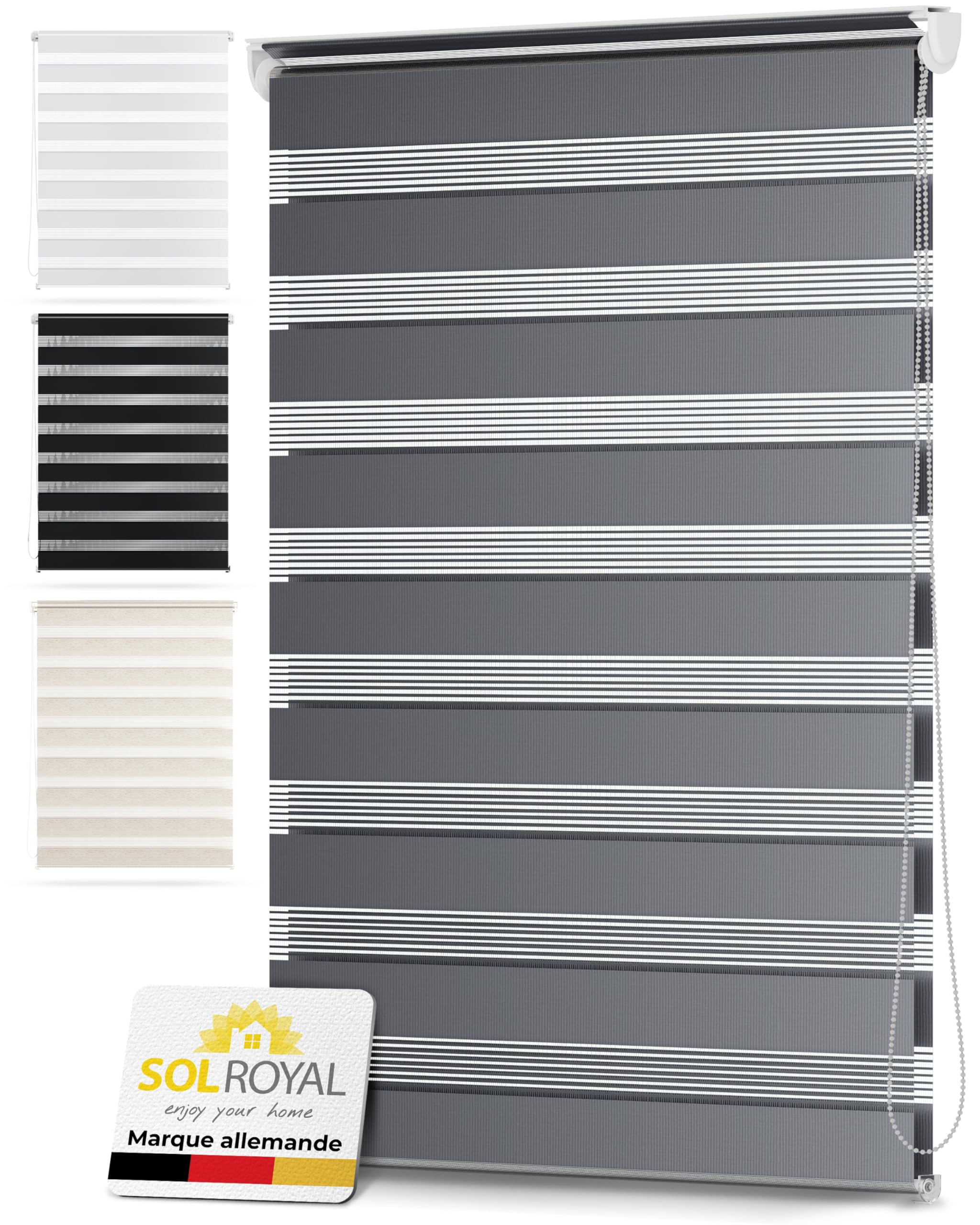 Sol Royal Store Enrouleur Double Jour Nuit sans perçage occultant
