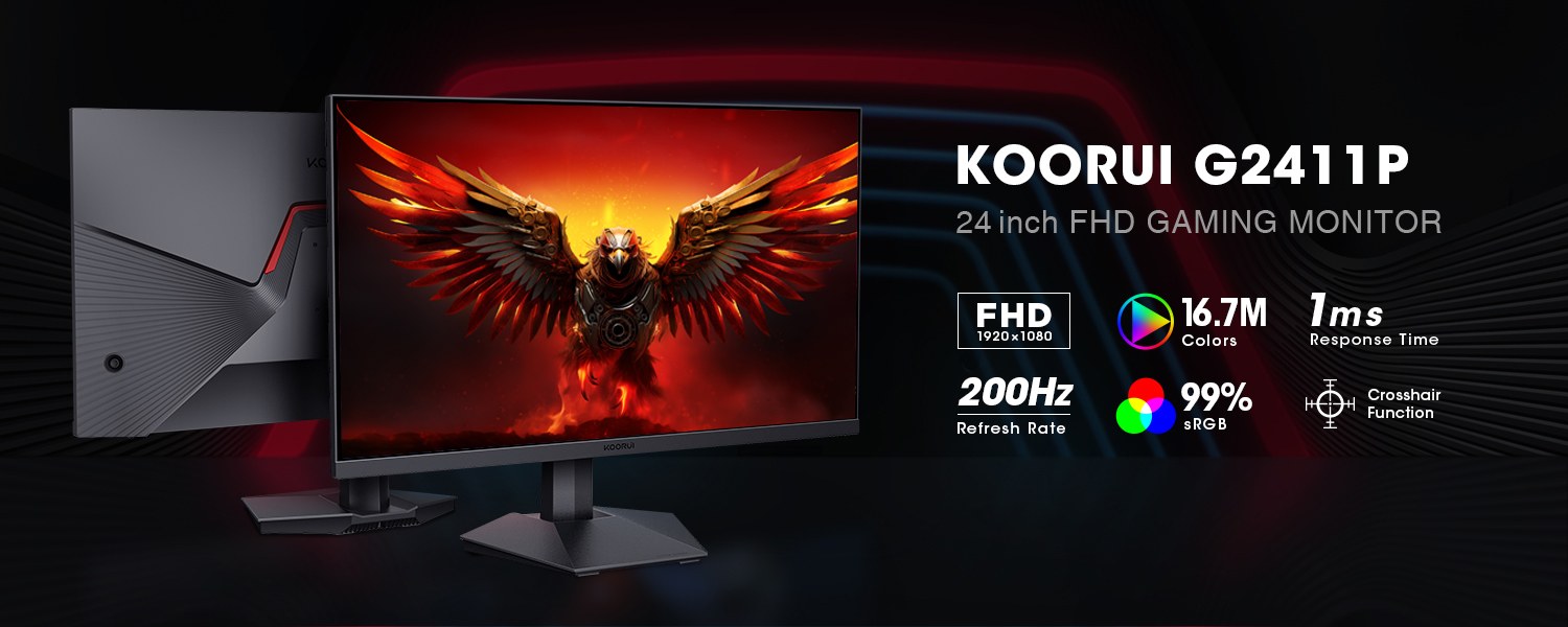 KOORUI 24 Inch IPS Gaming Monitor with 165Hz/200Hz Refresh Rate