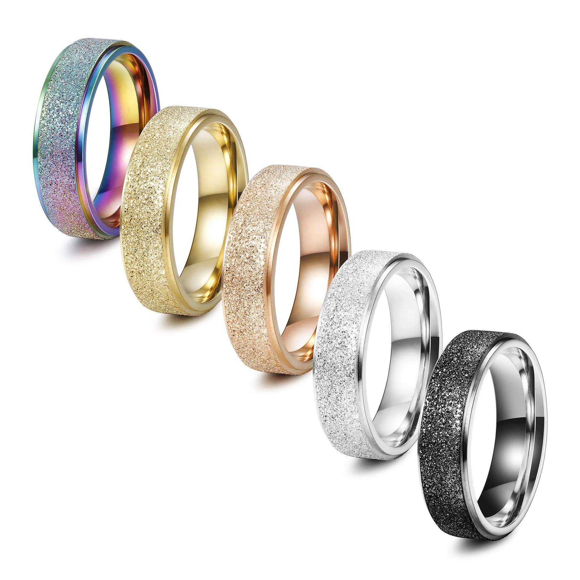 HOMEYU 5 pcs Stainless Steel Spinner Rings for Anxiety Fidget Rings Vintage Wide Rings Engagement Friendship Ring Ring Men Rings Stress Relieveing Rings Girls