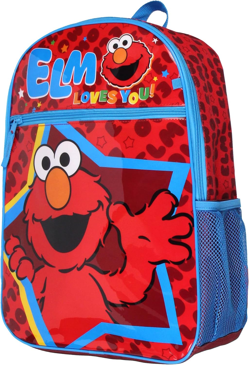 INTIMO Sesame Street Elmo Loves You Star Dual-Compartment Front Pocket Backpack Bag 16"