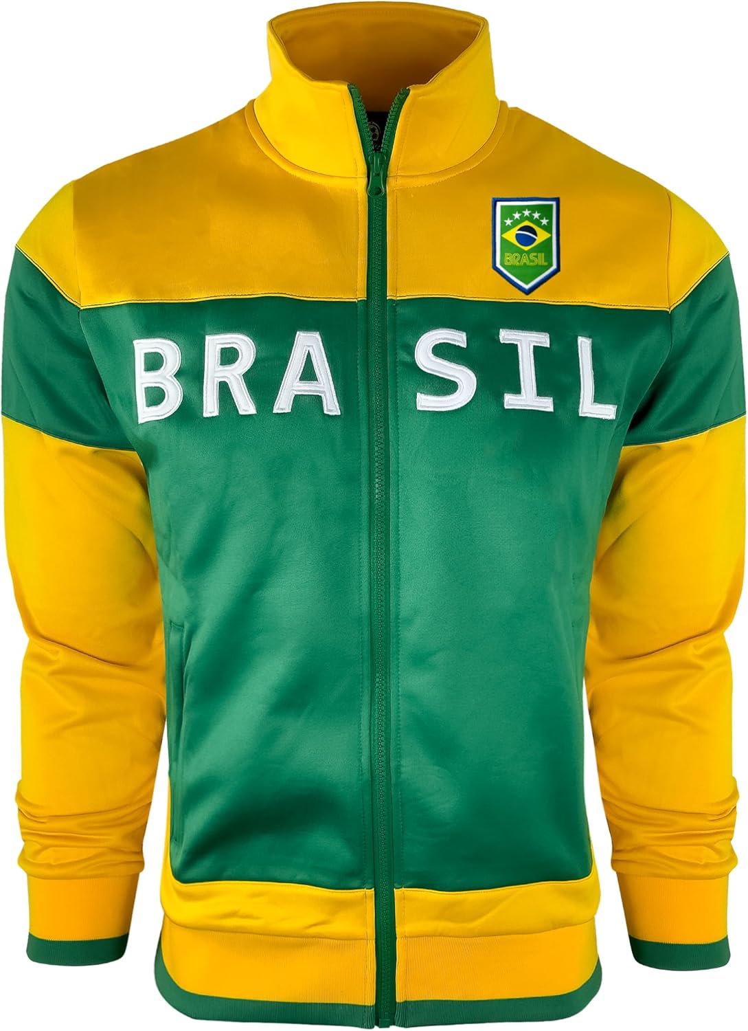 Just 4 Kicks Men's Brasil Track Jacket, Brazil Full Zip Sweater Jacket With Zipper Pockets - Image 6
