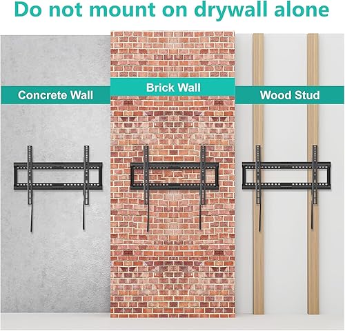 Miniatura 6 de WALI Soporte de pared para TV para televisores curvos planos de 37 a 90 pulgadas de hasta 165 libras, soporte de pared de perfil bajo que sostiene