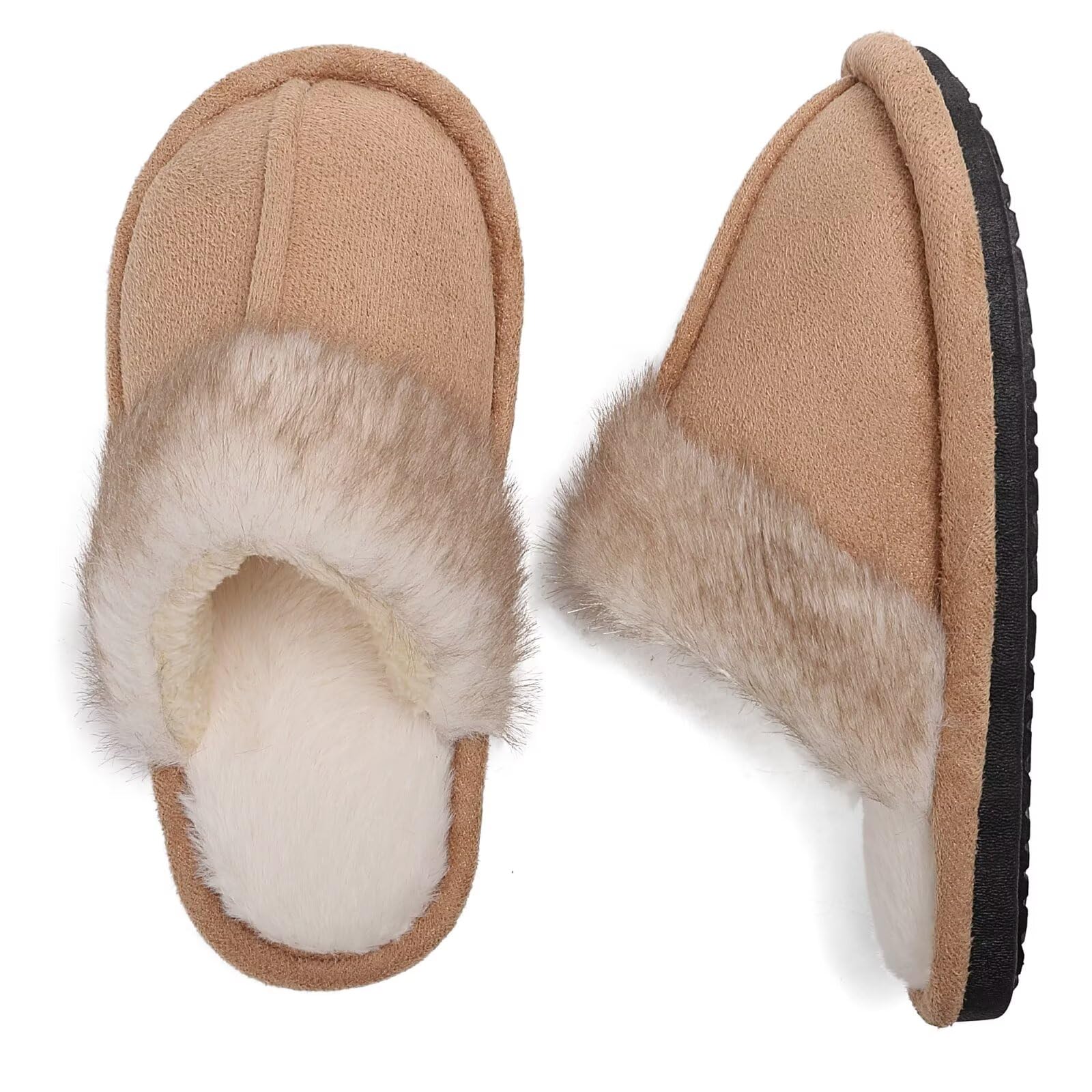 Kids Slippers for Girls Boys - Warm Memory Foam Non-Slip Fuzzy House Shoes, Soft Plush Indoor Bedroom Slides
