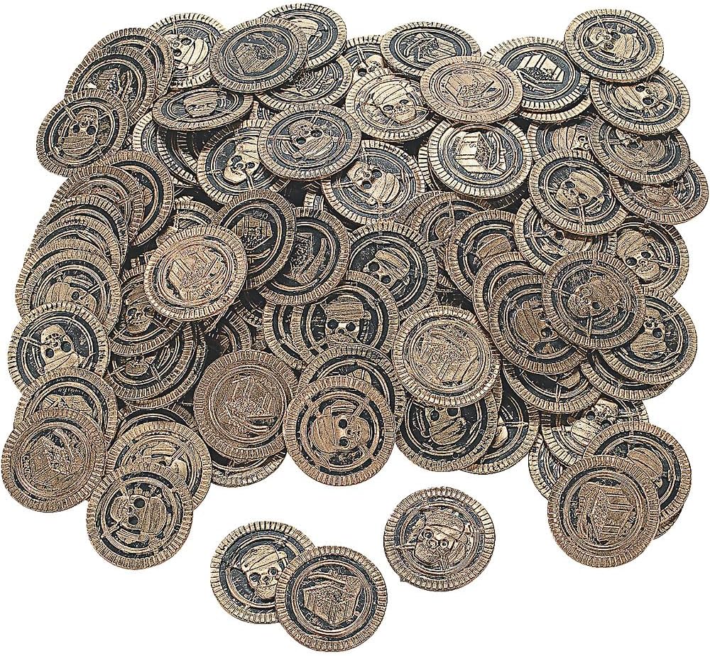 Fun Express Pirate Novelty Play Coins (144 Pieces) Party Toys and Play Toy