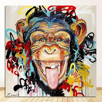 Amazon.co.jp: かわいい猿キャンバス絵画ポスターと版画