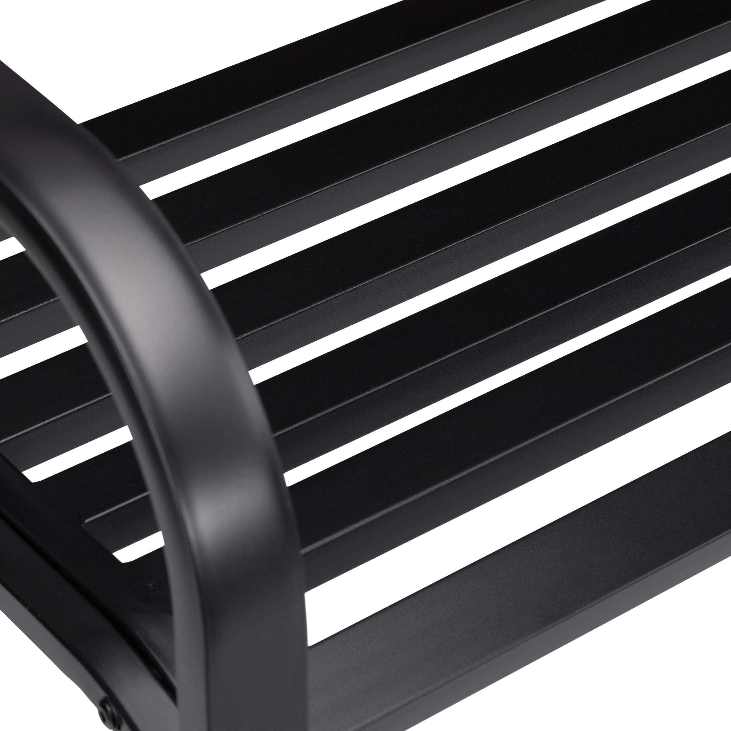 Relaxdays Panca da Giardino, con Giglio Decorativo, a 2 Posti, Acciaio, Arredamento Outdoor, 86 x 127 x 60 cm, Nero