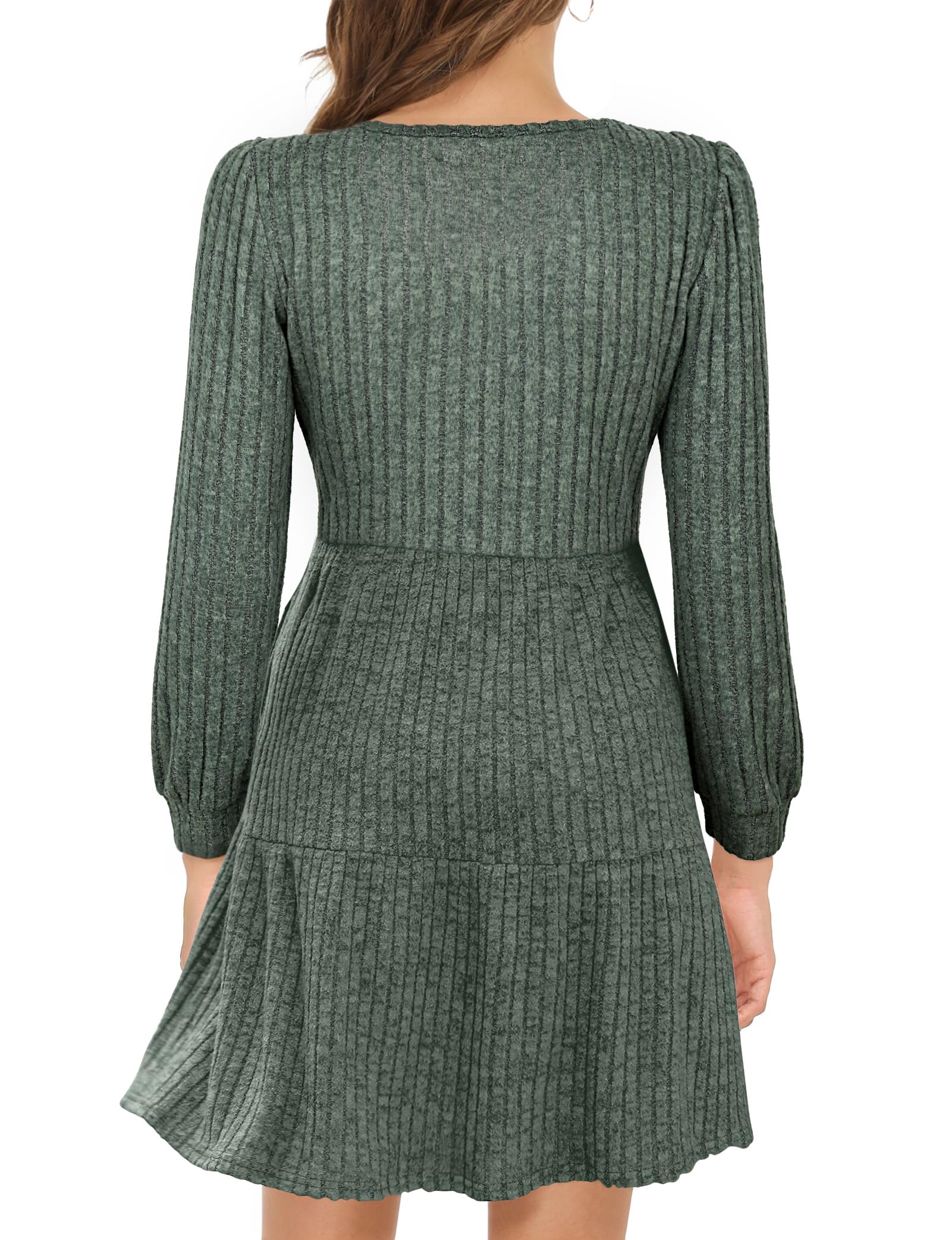 ZENUTA Robe pull à col carré à manches longues en tricot décontracté avec poches pour femmes hiver 2025