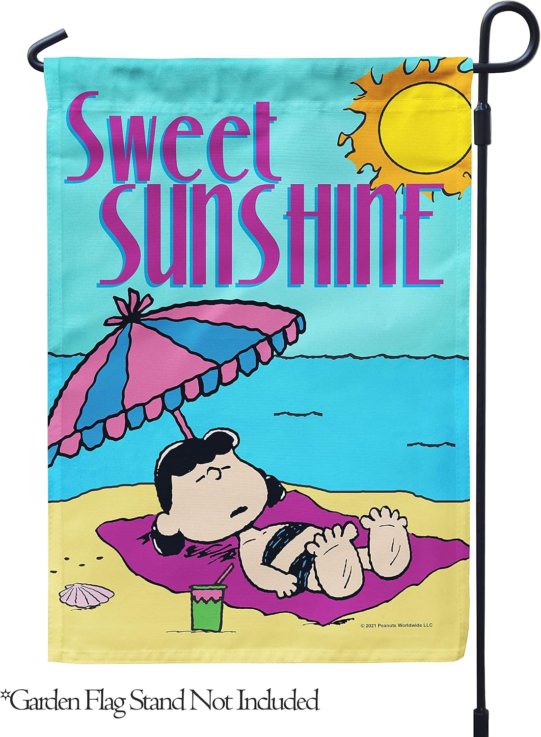 Flagology, PEANUTS Sweet Sunshine Lucy – Garden Flag 12" x 18", Officially Licensed PEANUTS®, Summer