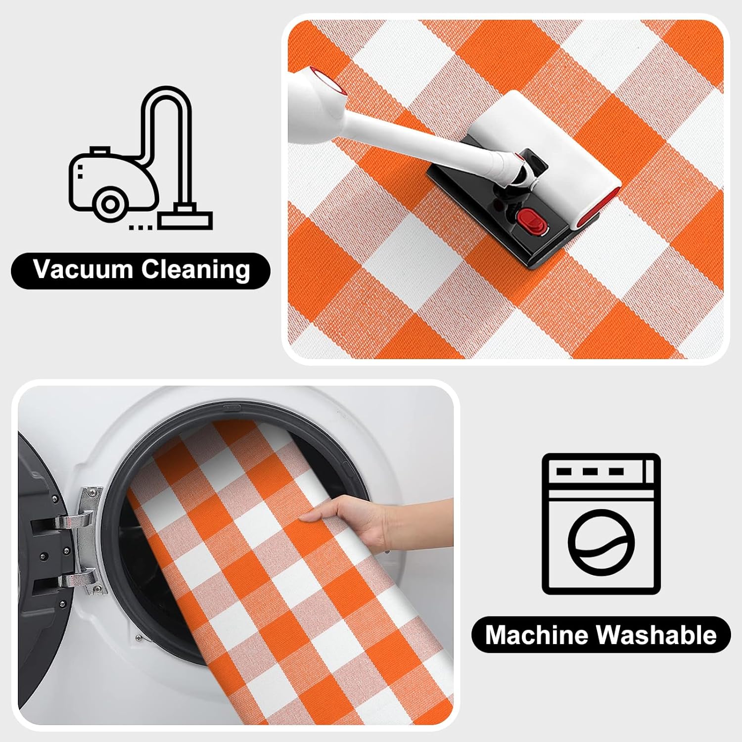 Collive 3x5 Buffalo Plaid Checkered Outdoor Rug, White and Orange Halloween Fall Decor Door Mat, Washable Front Doormat Outside Entrance, Layered Welcome Mat Porch Cotton Area Rugs for Entryway Patio