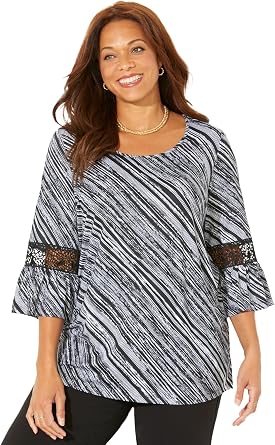 Catherines Womens Plus Size Dream Drape Bella Crochet Trim Top