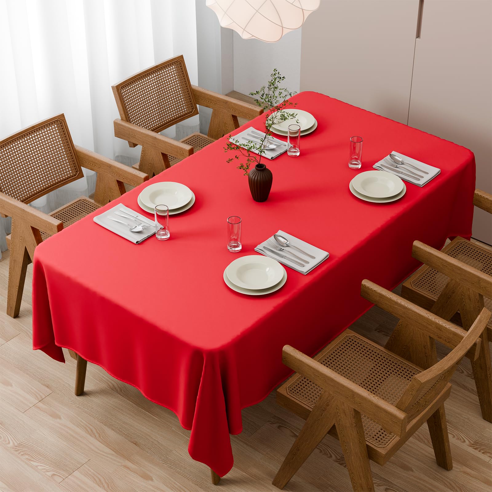 Zdada Red Extra Large Table Cloths 300X150cm(118X59inch), Long Rectangular Table Cloth, Washable Polyester Fabric Tablecloth For Wedding Banquet Party Home Dining Table Cover
