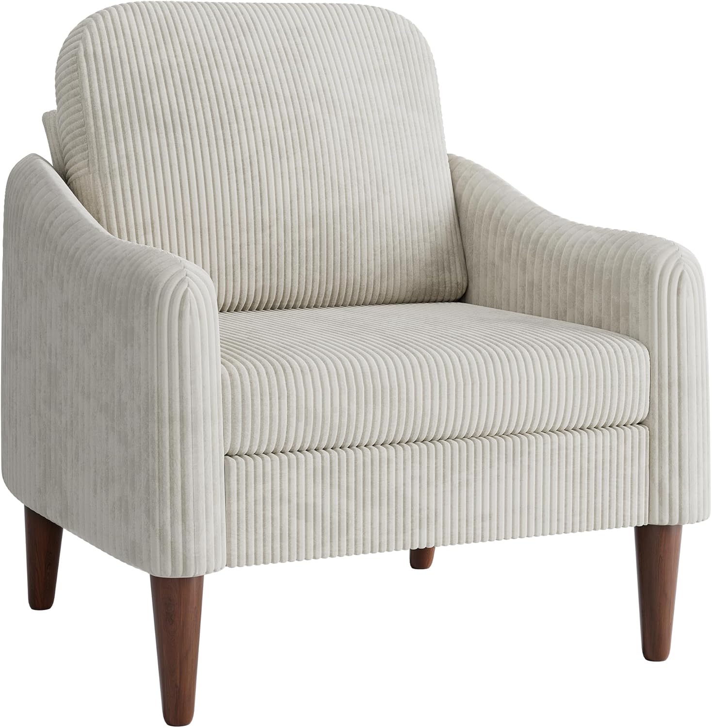 JUMMICO Corduroy Fabric Club Chair, Accent Barrel Chair, Furry Sherpa Elegant Armchair with Cozy Soft Padded, Suitable for Reception Room Bedroom Living Room Office (Beige)