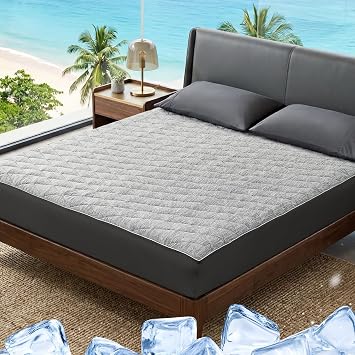 Cozy Bliss Leakproof Cooling Mattress Protector Queen, Q-Max 0.45 Soft Noiseless Breathable Mattress Topper Cover, with Deep Pocket Fits 818 Inches for Summer Bed Hot Sleepers, Grey