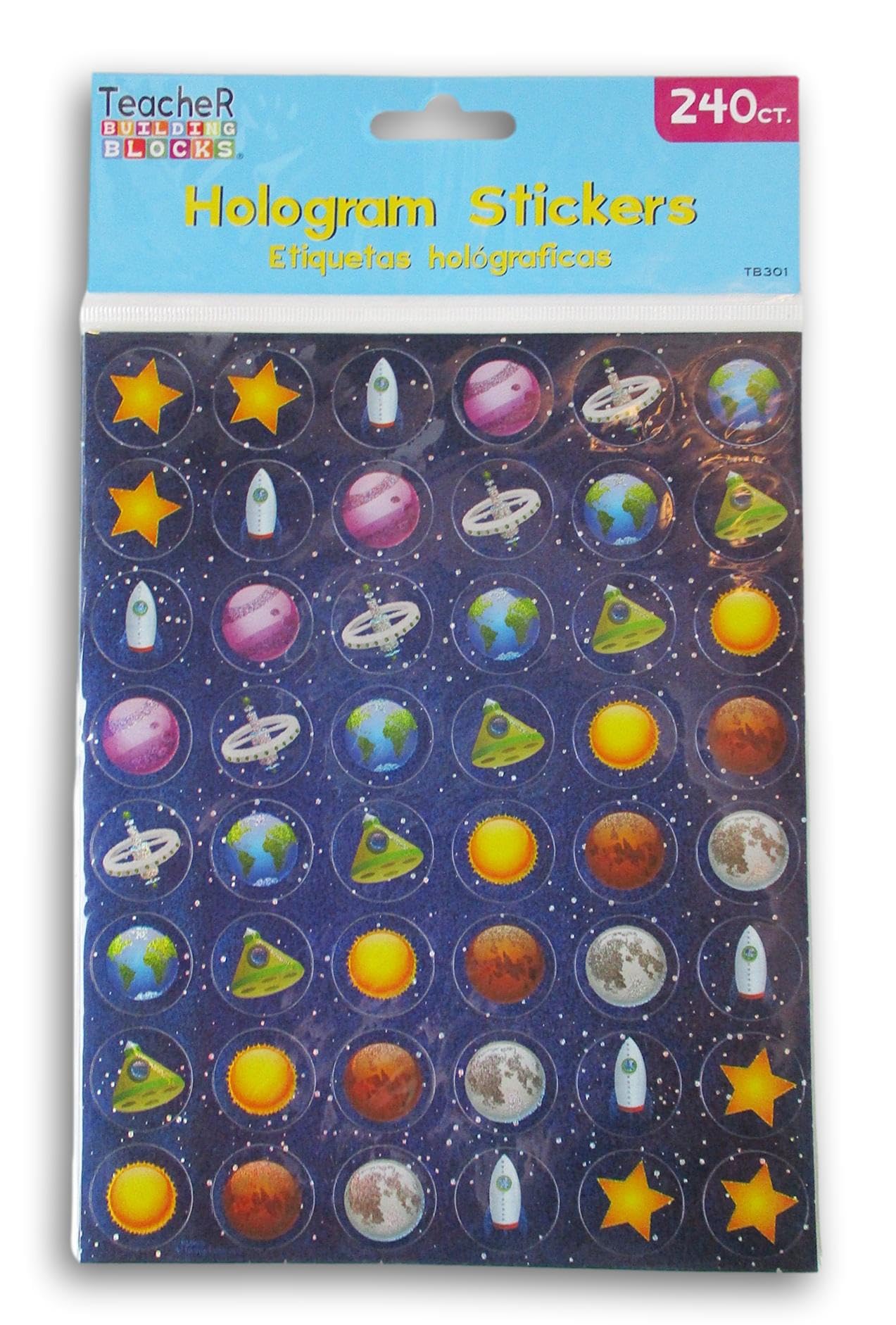 Stickabilities Holographic Stickers - Space. Planets, and Satellites for Crafts, Scrapbooks, Rewards - 240 Pc, 13005