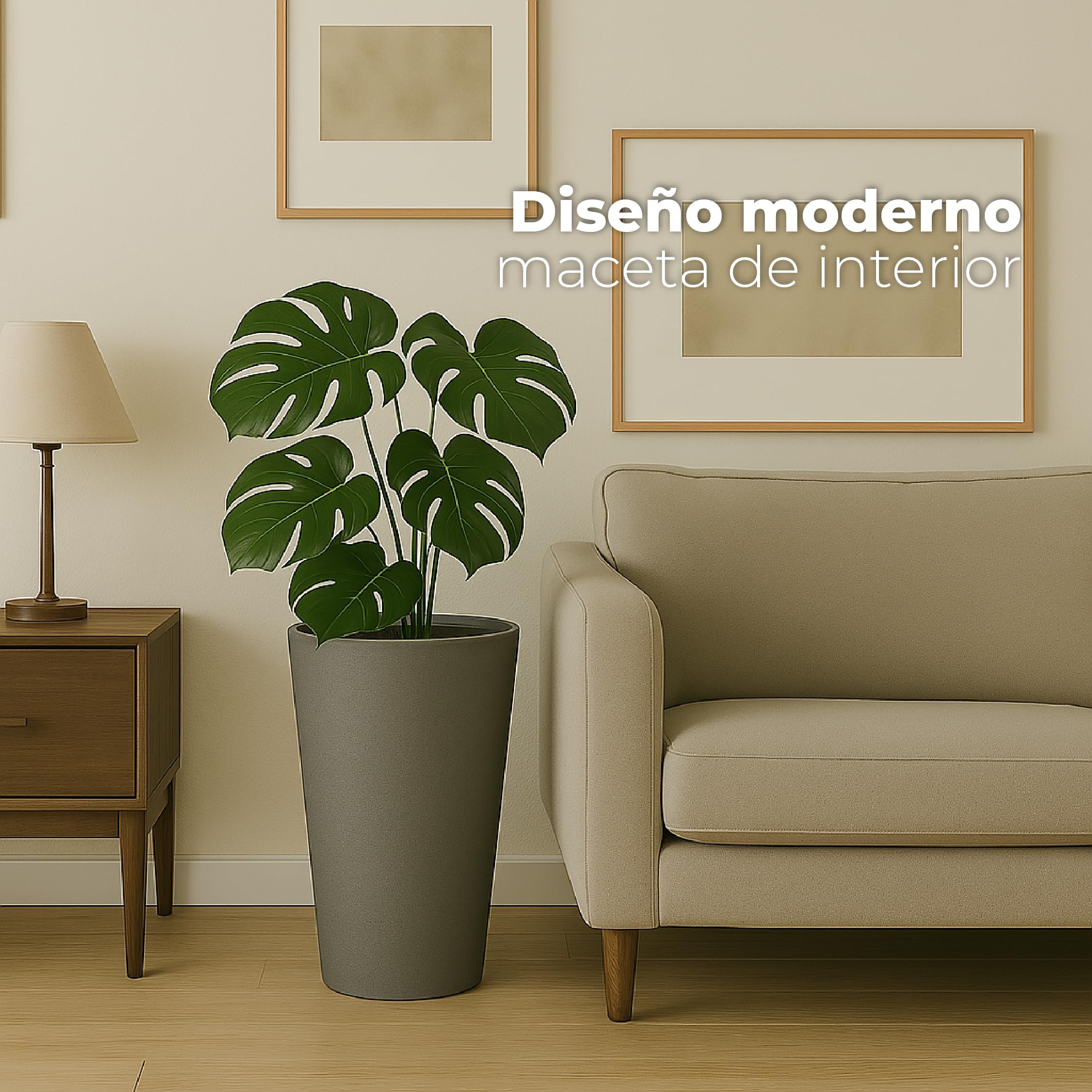 ActivoTex Maceteros Altos Interior. Macetero Grande Interior Maceta Alta Exterior y Terraza. 30 cm (2 uds) Macetero Decorativo de Plastico Jardinera Alta Maceteros Largos y Estrechos (Topo, Pack 2)