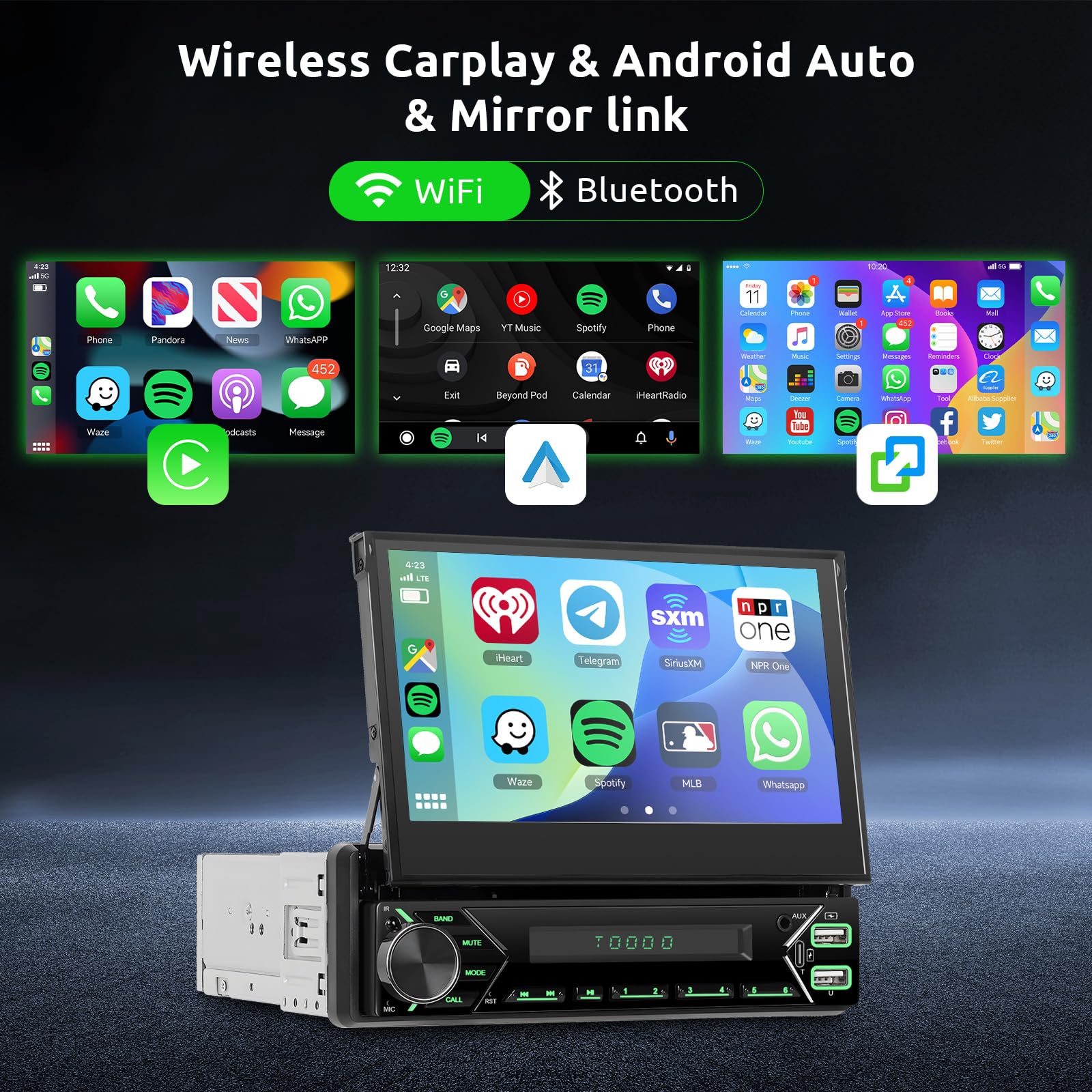 Autoradio Double Din Bluetooth, Hodozzy Auto Stéréo 7 Pouces avec Écran