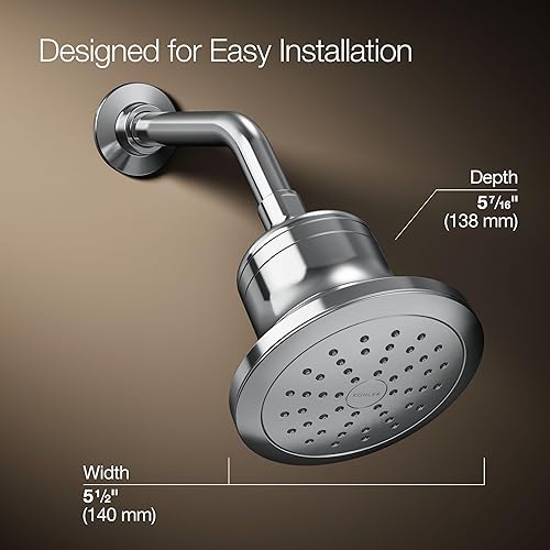 Miniatura 3 de Kohler 33631-G-CP Cinq Cabezal de ducha redondo con filtro de una sola función, 1.75 gpm, cromo pulido