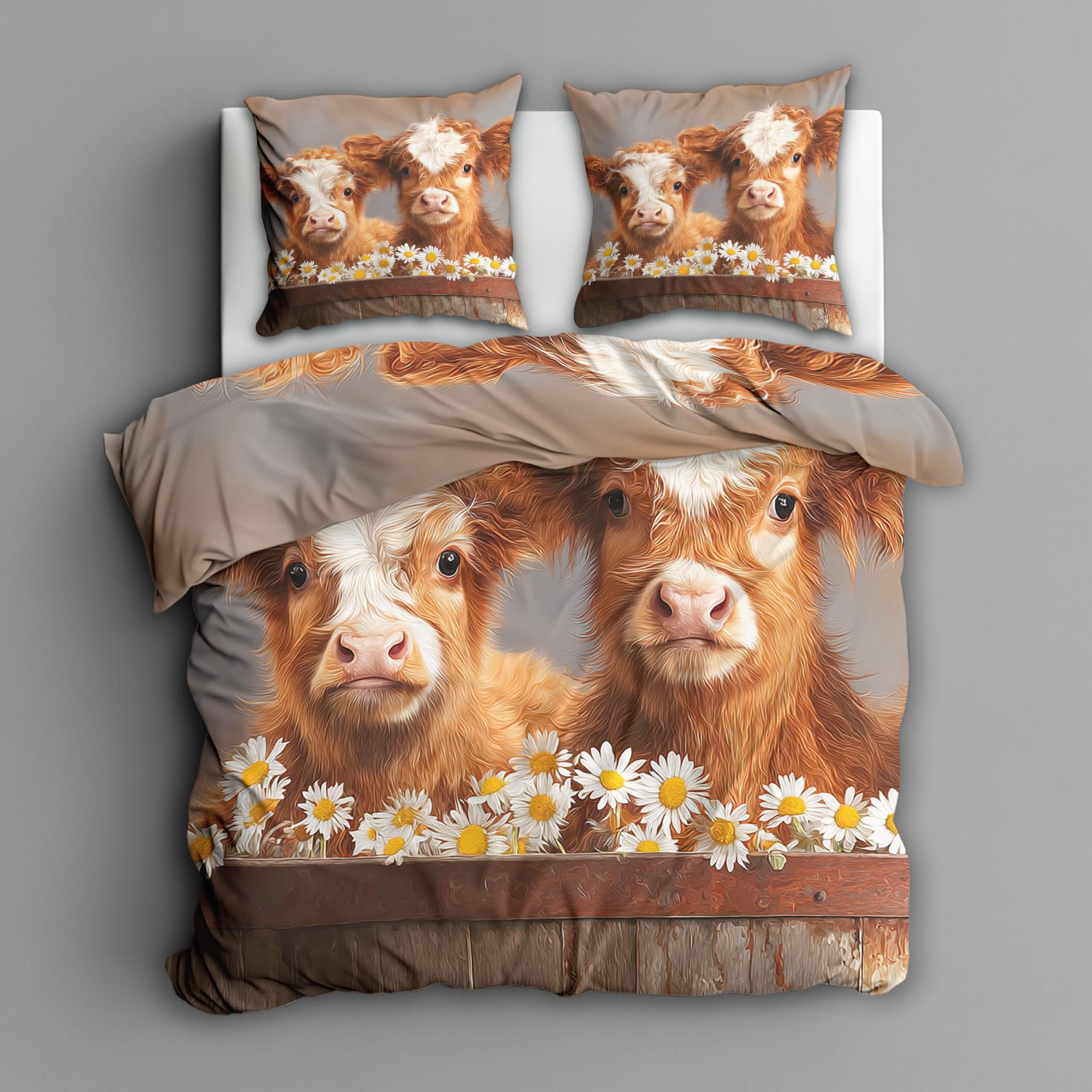 Parure de Lit Motif Vache des Highlands pour une Chambre Style Chalet