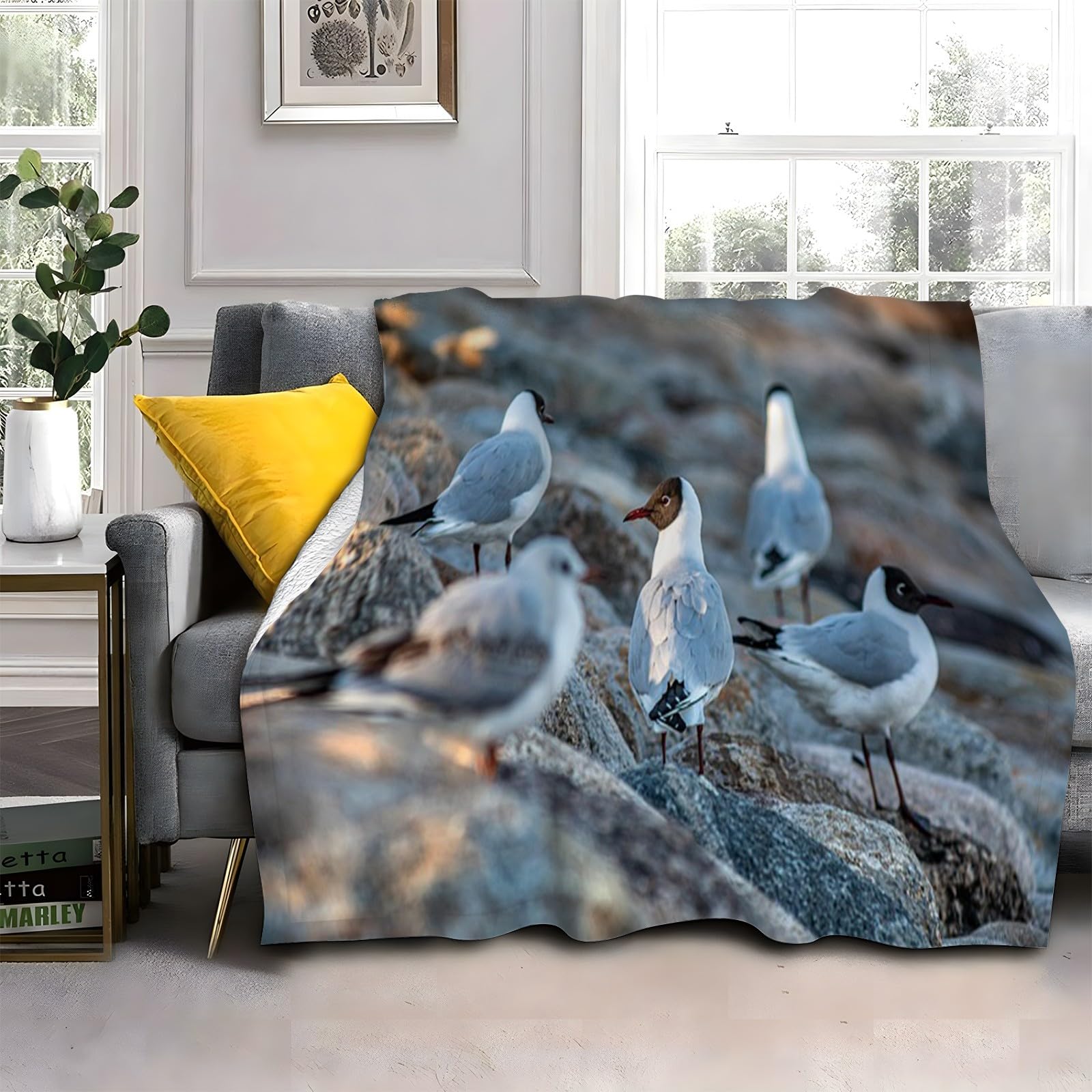 Plaid polaire mouette rieuse doux et épais pour une isolation thermique du lit
