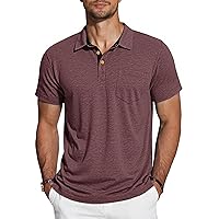 TARAINYA Polo Uomo Cotone Maniche Corte con Tasca Polo Shirt Estivo Rosso L